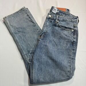 Distressed High Waist Straight Leg Women Size 8 Princess Polly Light Wash Jeans